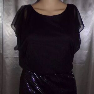 Ruby Rox Black Sheer Sequined cocktail Dress sz.S